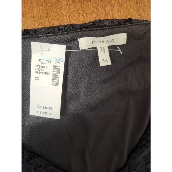 NWT Maurices 3X black Floral Lace V Neck Blouse (R) - Picture 5 of 6